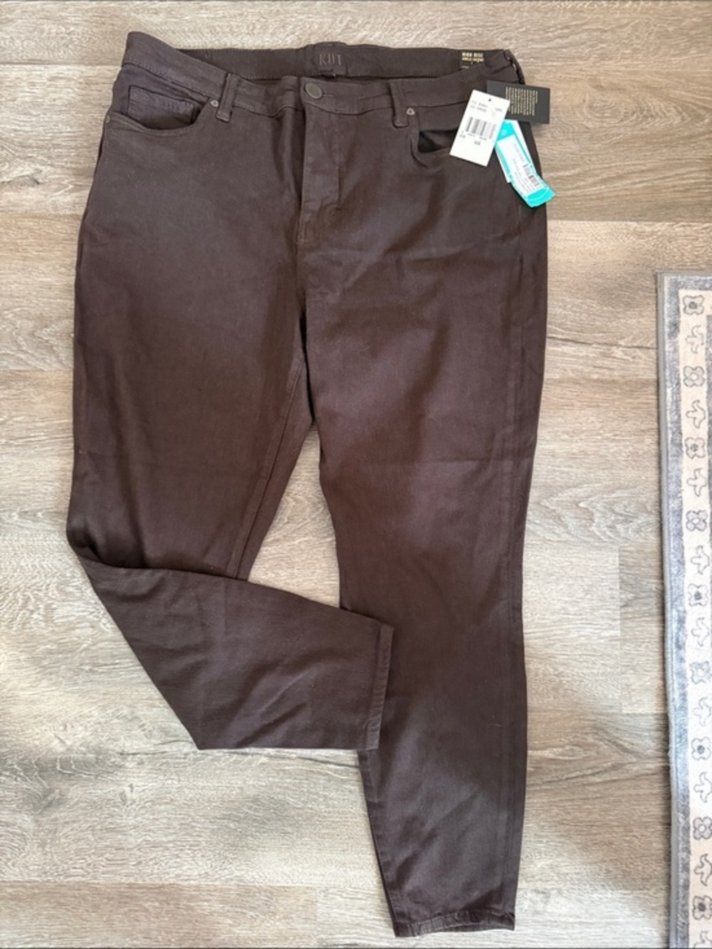 NWT SZ 14w KUT from the Kloth Brown high rise ankle Skinny Jeans